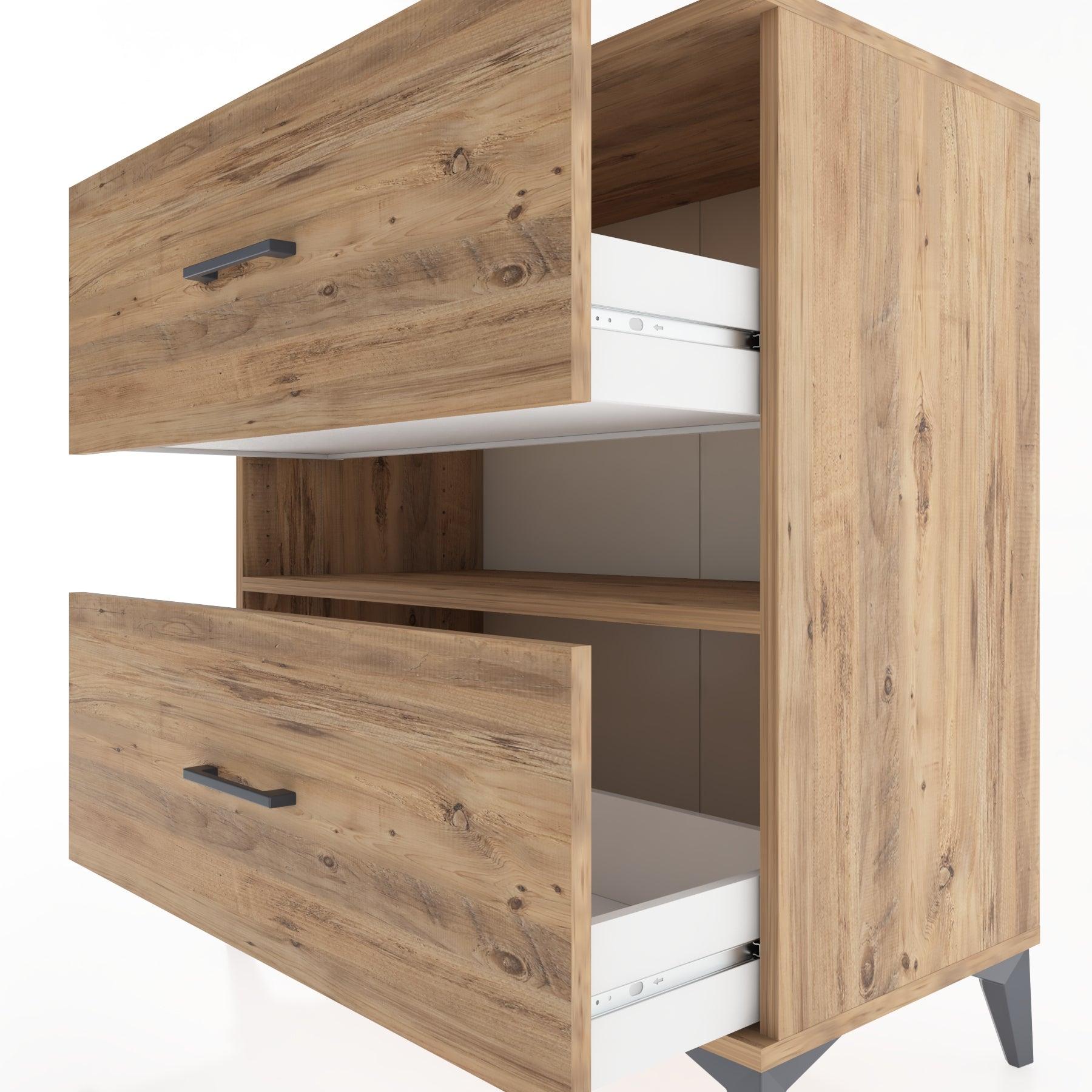 Woodntry Modüler Şifonyer Çam 88x44x84 cm Çekmeceli ve Raflı CR2-3