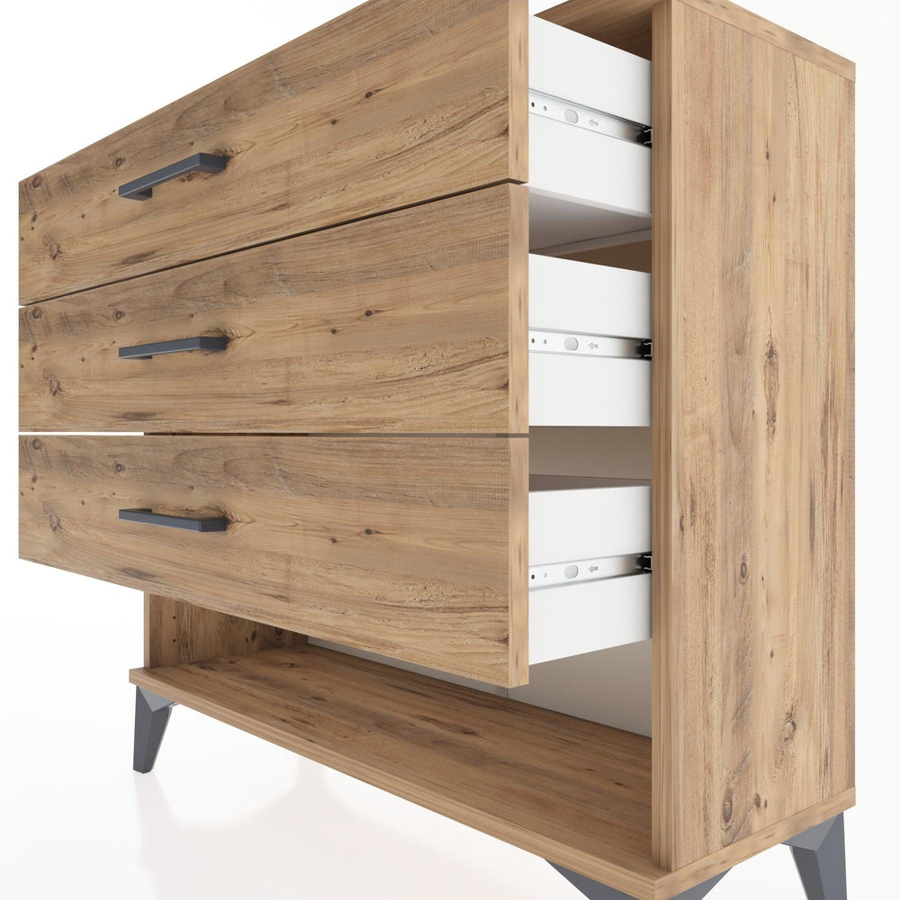 Woodntry Modüler Şifonyer Üç Çekmeceli V1 88x30x68 cm Çam - Woodntry