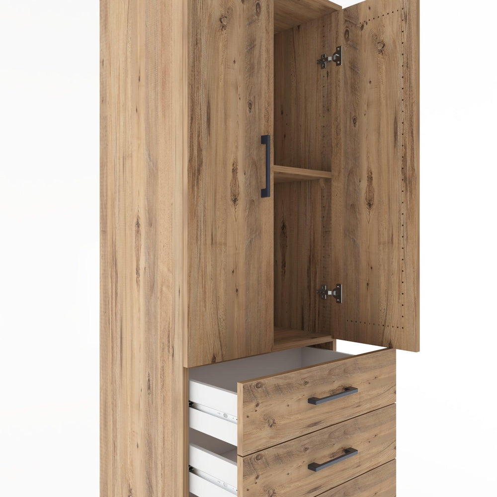 Woodntry Modüler Dolap Çam 60x44x170 cm Kapaklı ve Çekmeceli KC5-3