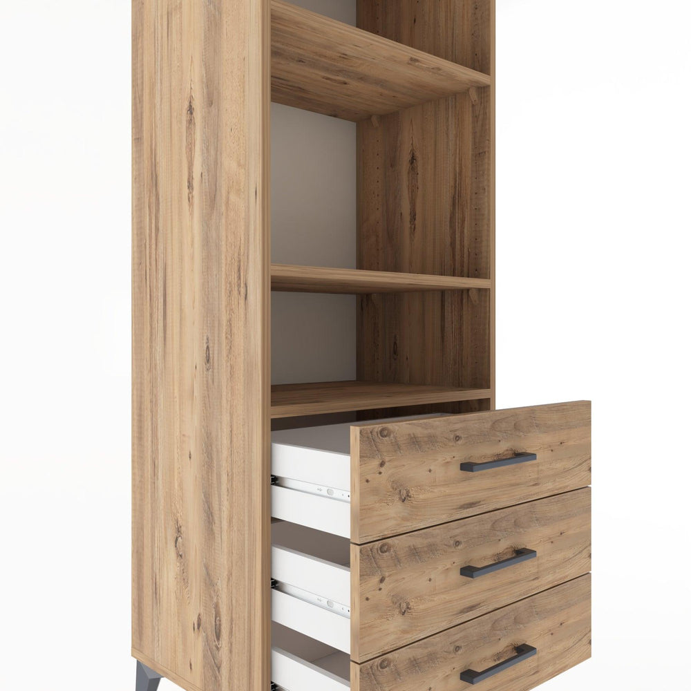 Woodntry Modüler Dolap Çam 60x44x170 cm Çekmeceli ve Raflı CR37-3