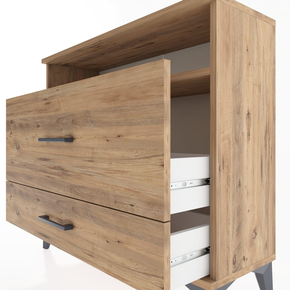 Woodntry Modüler Şifonyer İki Çekmeceli V7 88x30x68 cm Çam - Woodntry