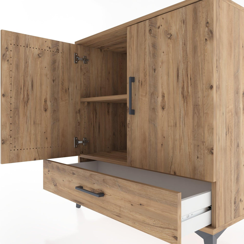 Woodntry Modüler Şifonyer Çam 88x44x84 cm Kapaklı ve Çekmeceli KC72-3