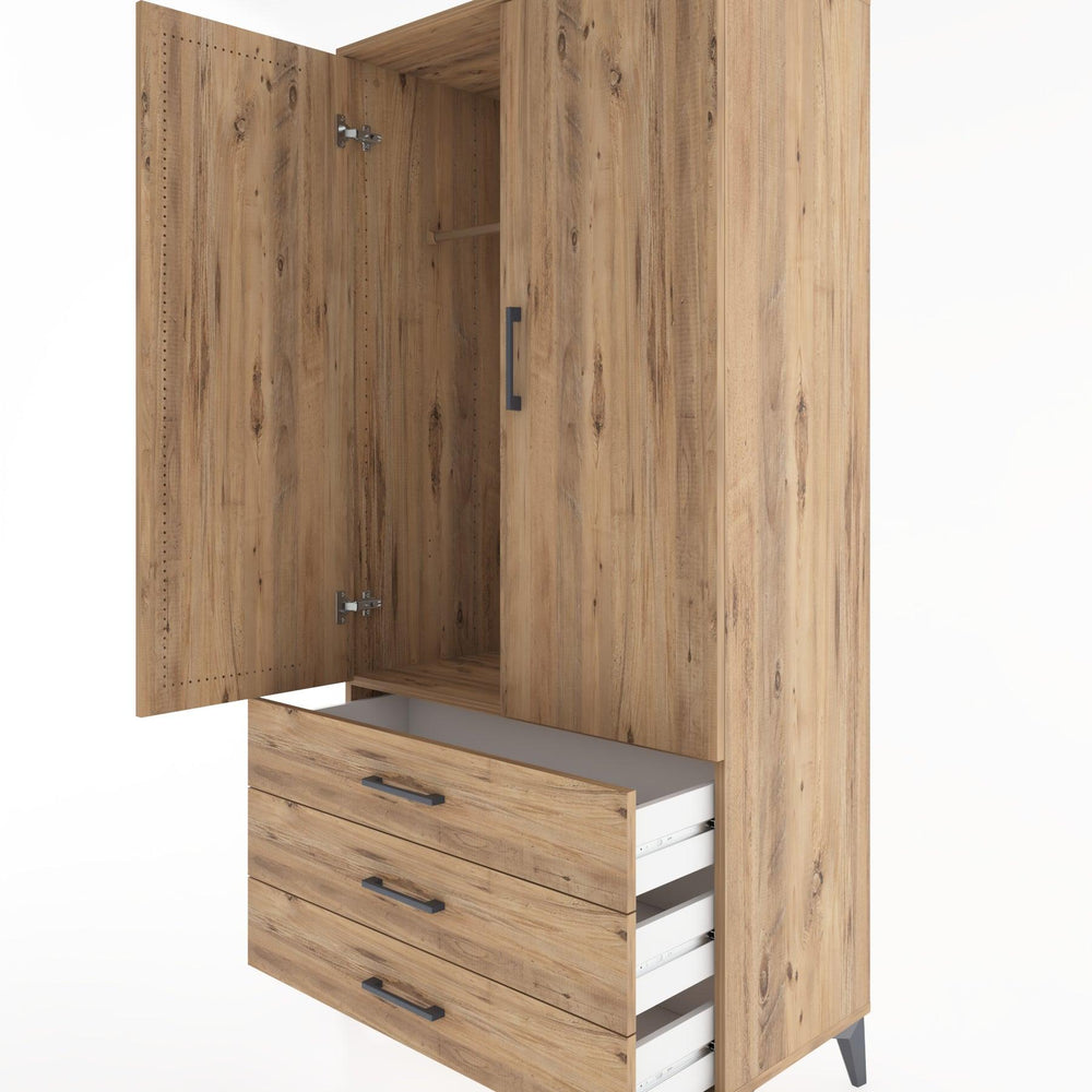 Woodntry Modular Cabinet Pine 88x44x170 cm with Doors and Drawers KC28-3