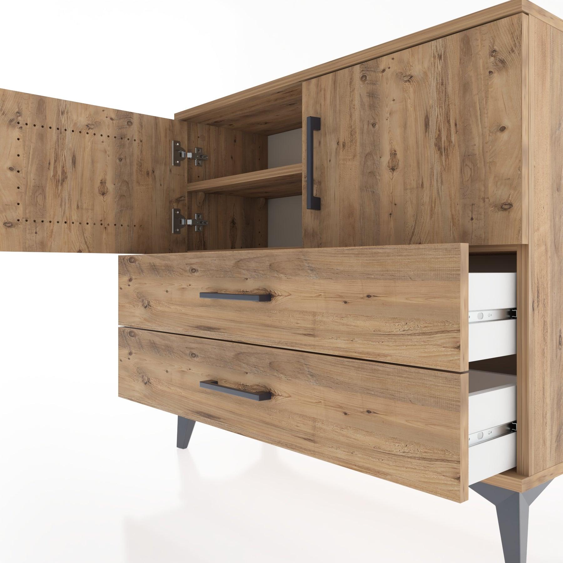 Woodntry Modüler Şifonyer Kapak ve Çekmeceli T1 88x30x94 cm Çam - Woodntry