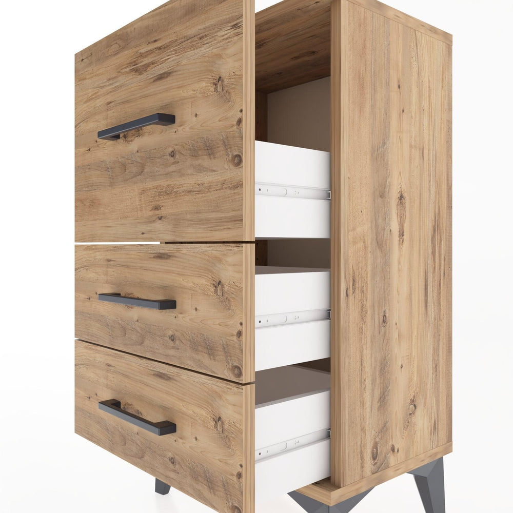 Woodntry Modüler Komodin Üç Çekmeceli V1 44x30x68 cm Çam - Woodntry
