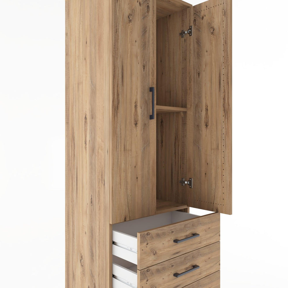 Woodntry Modüler Dolap Çam 60x44x170 cm Kapaklı ve Çekmeceli KC6-3