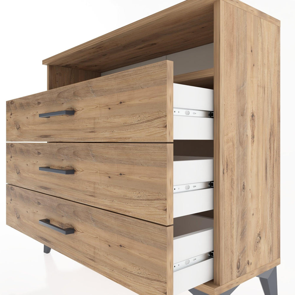 Woodntry Modüler Şifonyer Üç Çekmeceli V2 88x30x68 cm Çam - Woodntry