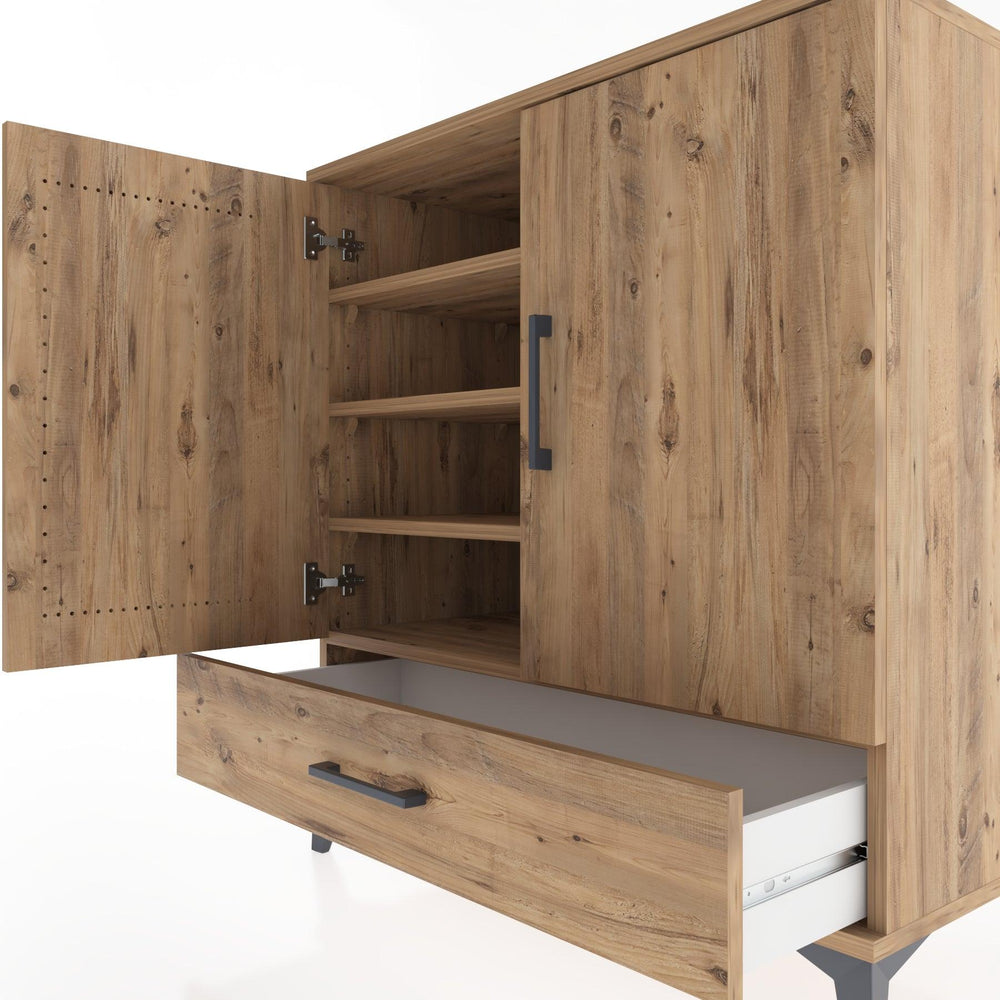 Woodntry Modüler Şifonyer Çam 88x44x84 cm Kapaklı ve Çekmeceli KC70-3