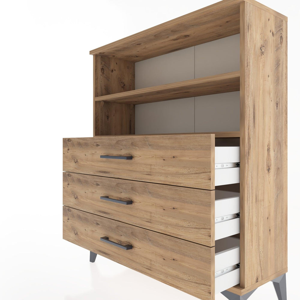 Woodntry Modüler Şifonyer Çam 88x30x94 cm Çekmeceli ve Raflı CR18-3