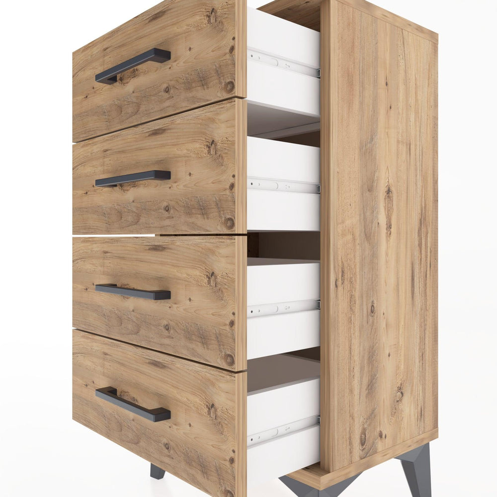 Woodntry Modüler Komodin 4 Çekmeceli 44x30x68 cm Çam - Woodntry