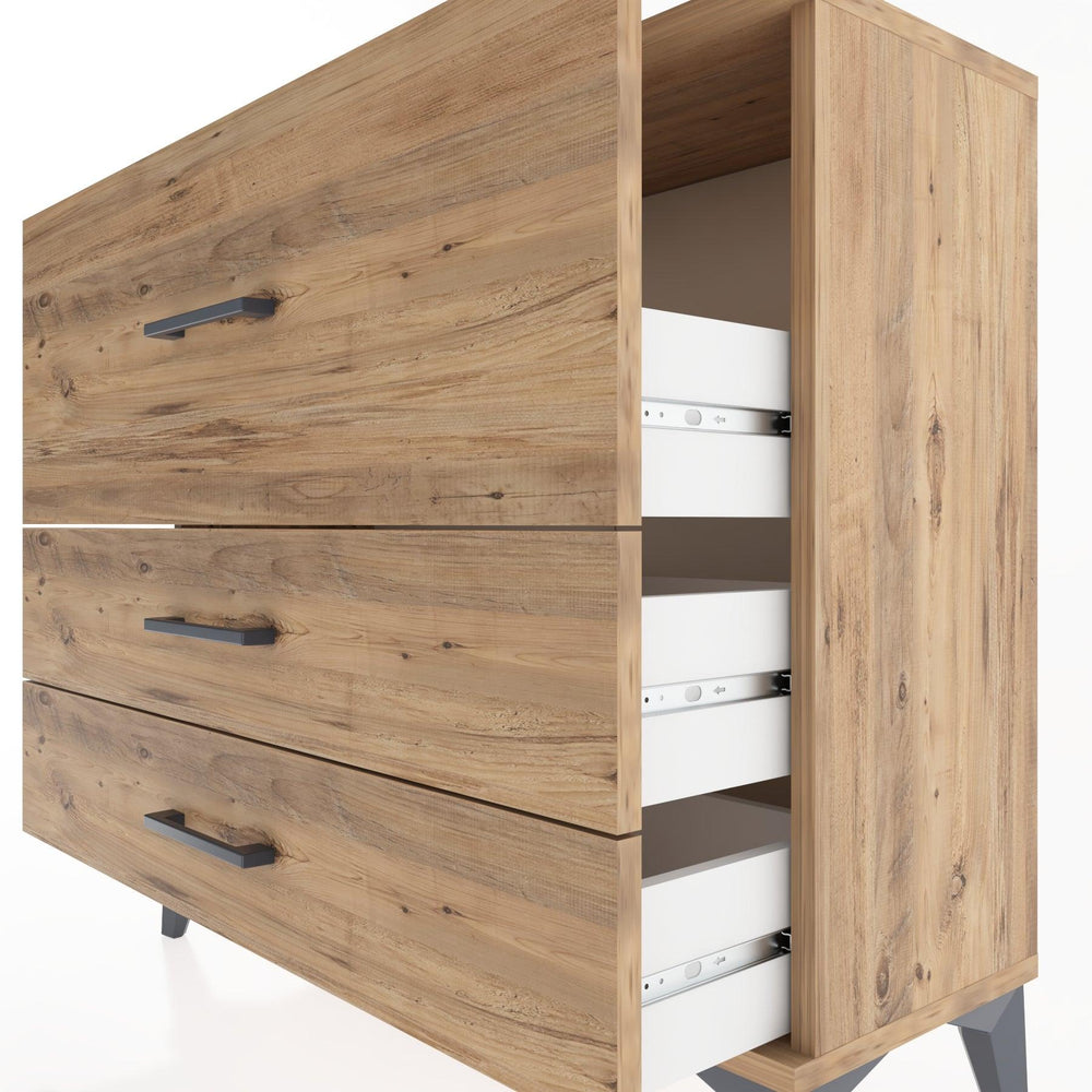 Woodntry Modüler Şifonyer Üç Çekmeceli V4 88x30x68 cm Çam - Woodntry