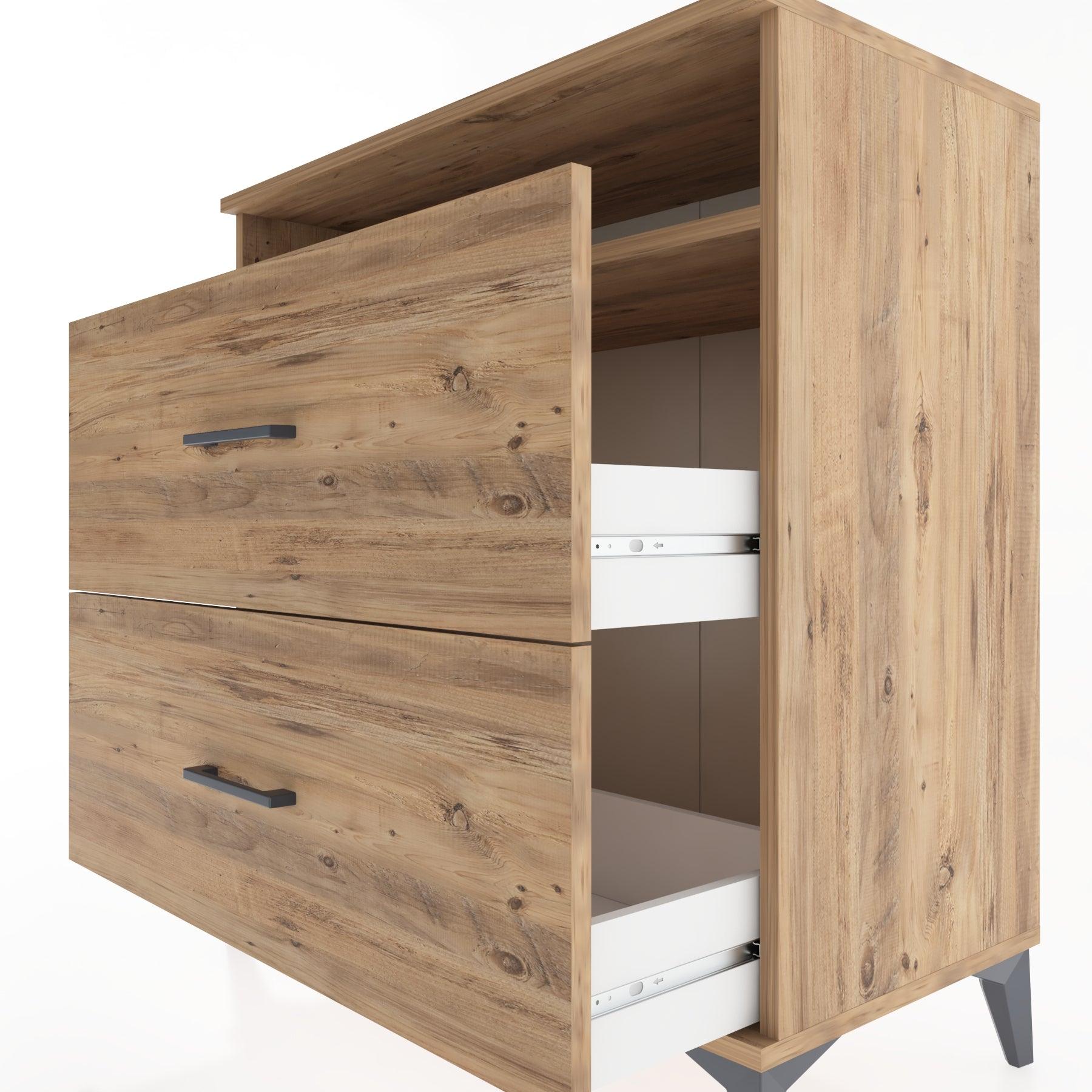 Woodntry Modüler Şifonyer Çam 88x44x84 cm Çekmeceli ve Raflı CR3-3