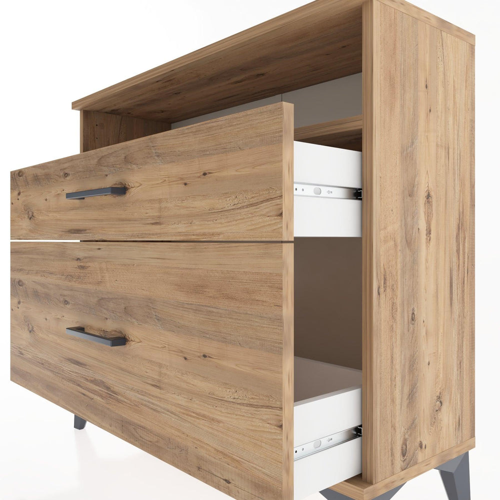 Woodntry Modüler Şifonyer İki Çekmeceli V6 88x30x68 cm Çam - Woodntry