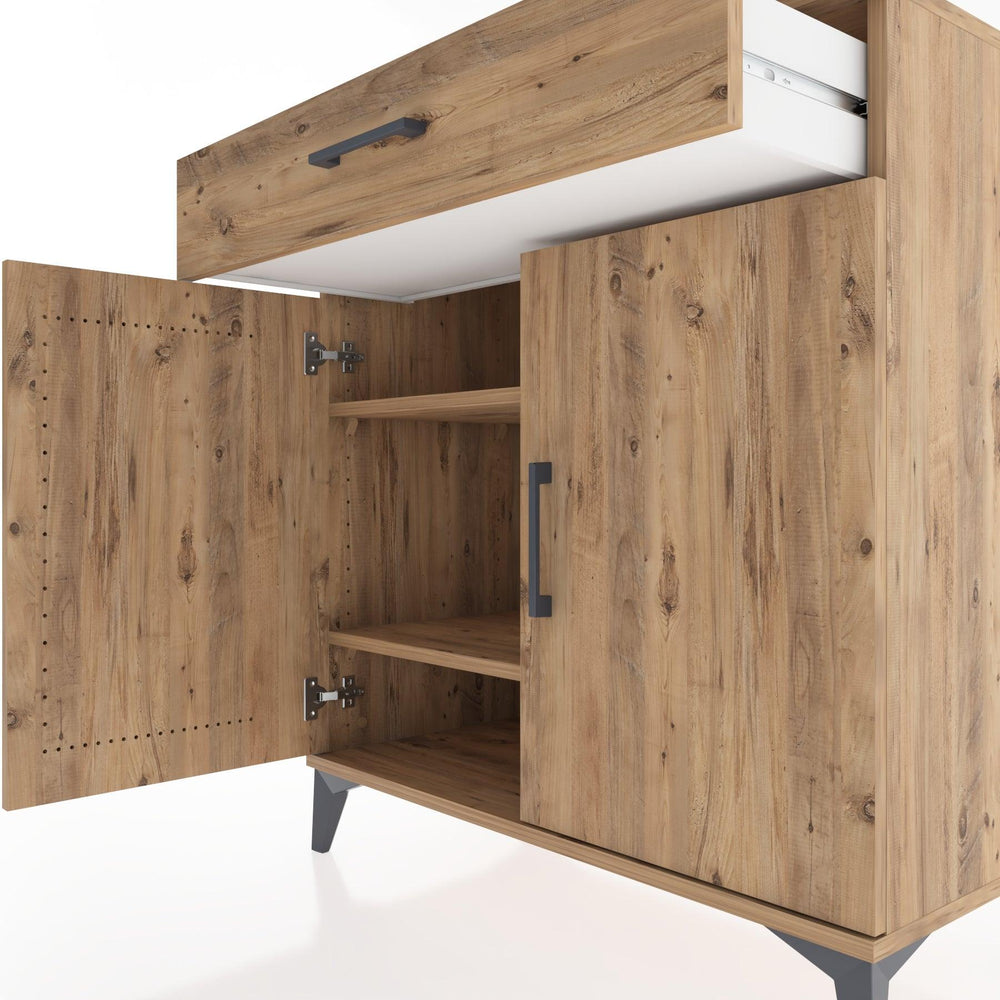 Woodntry Modüler Şifonyer Çam 88x44x84 cm Kapaklı ve Çekmeceli KC79-3