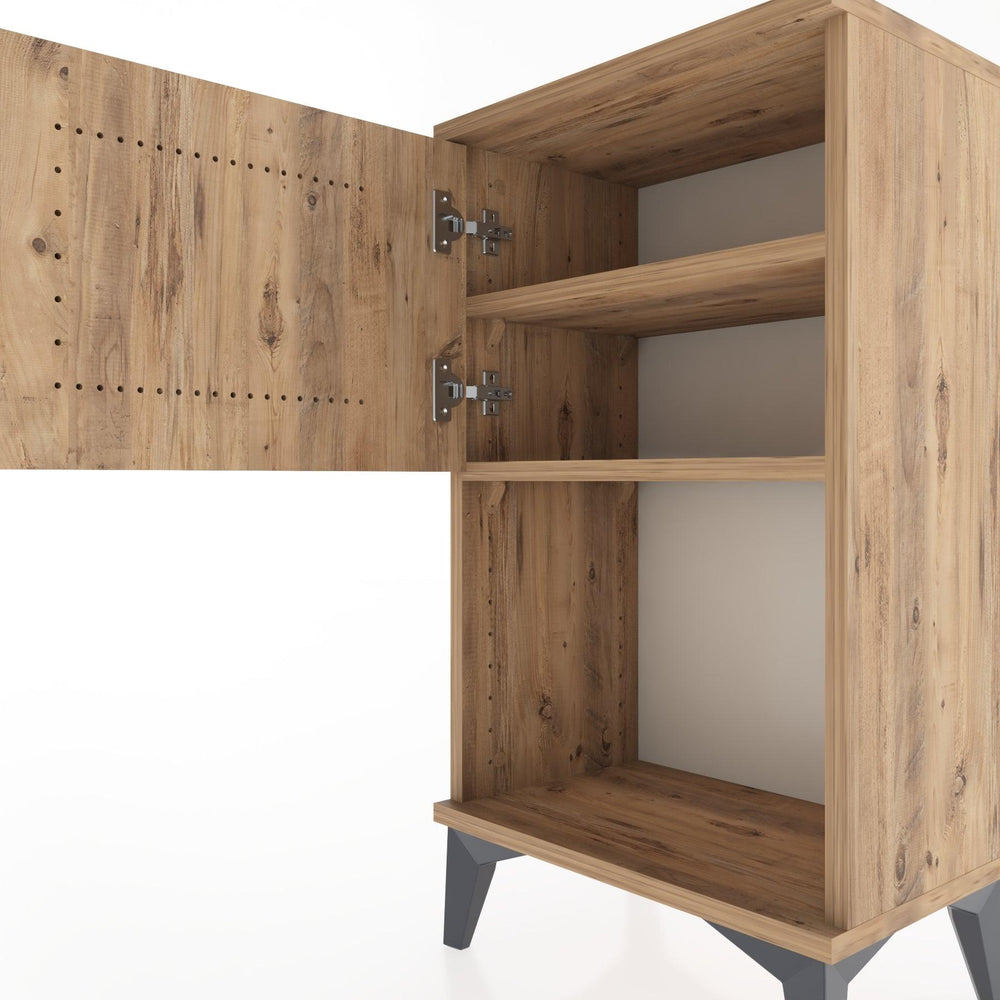 Woodntry Modüler Komodin Raf ve Tek Kapaklı V2 44x30x68 cm Çam - Woodntry