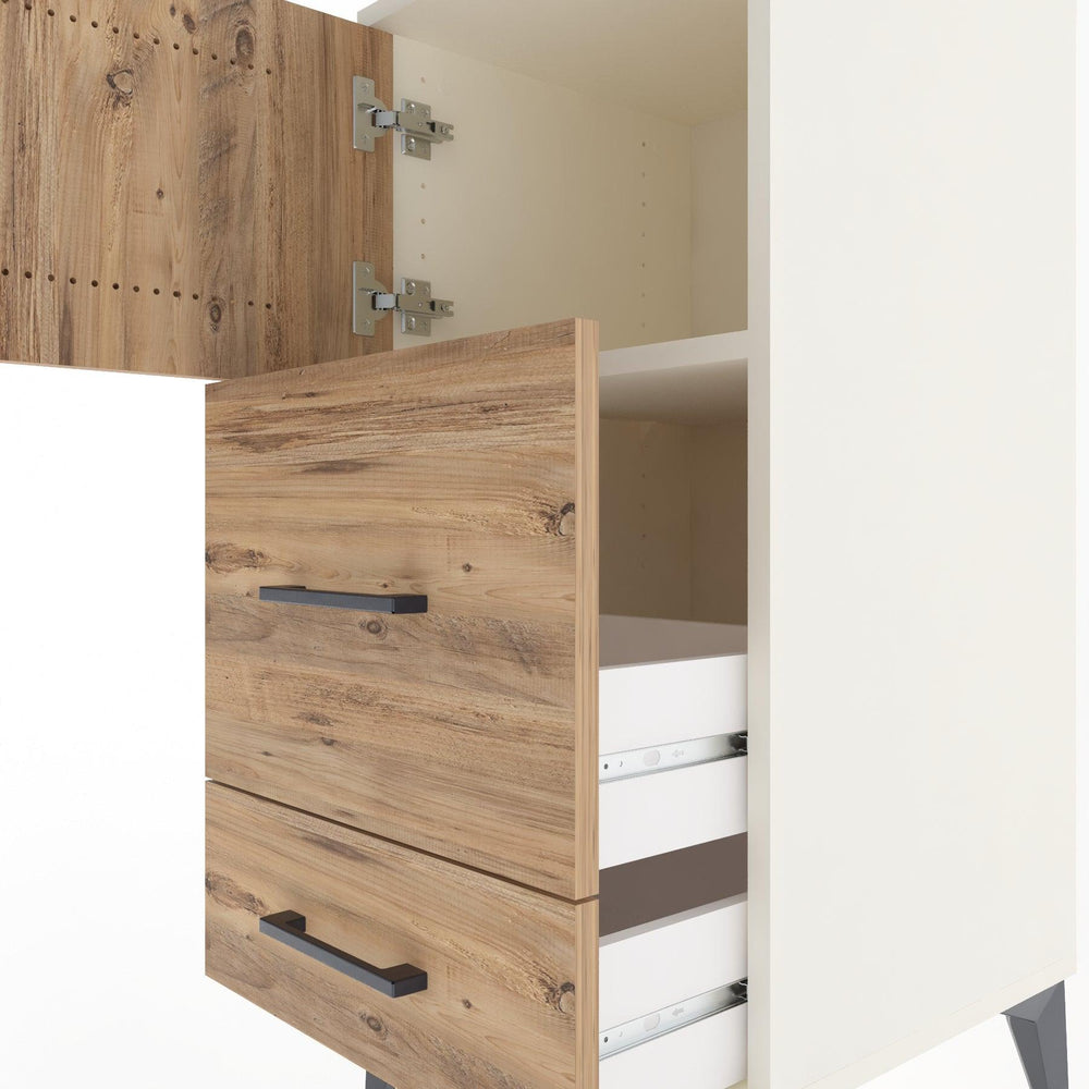 Woodntry Modular Nightstand Moonstone 44x44x84 cm with Cover and Drawer KC46-1