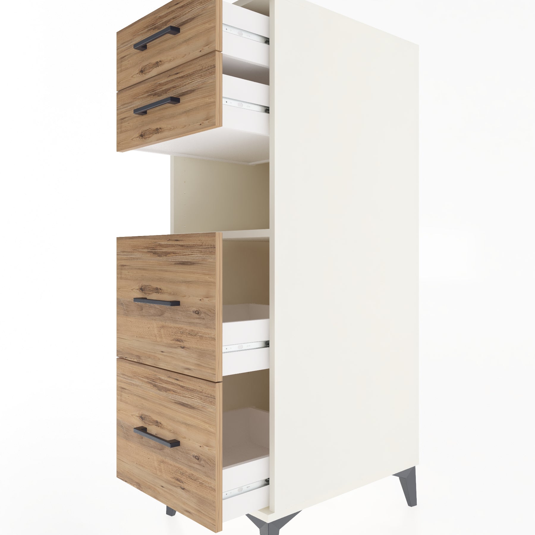 Woodntry Modular Cabinet Moonstone 44x59x122 cm with Drawers and Shelves CR102-1