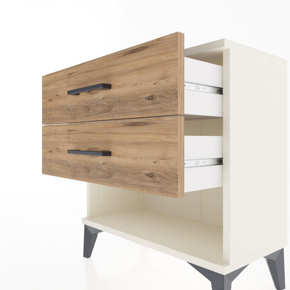 Woodntry Modular Nightstand Moonstone 60x30x52 cm with Drawer and Shelf CR2-1