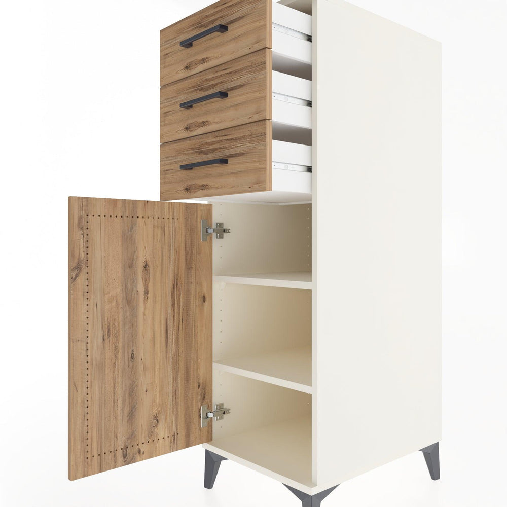 Woodntry Modüler Dolap Aytaşı 44x30x122 cm Kapaklı ve Çekmeceli KC52-1