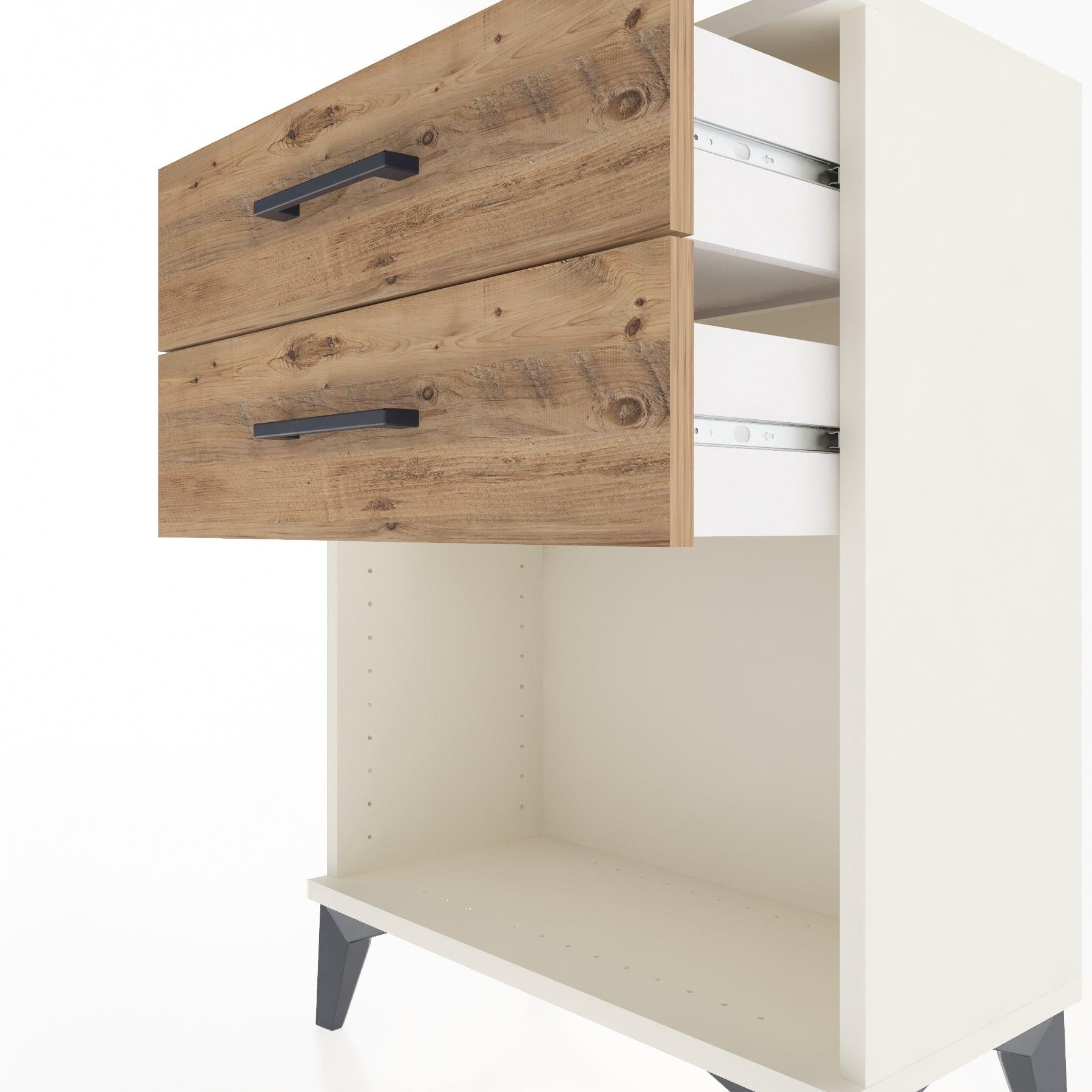 Woodntry Modular Nightstand Moonstone 60x30x68 cm with Drawer and Shelf CR2-1