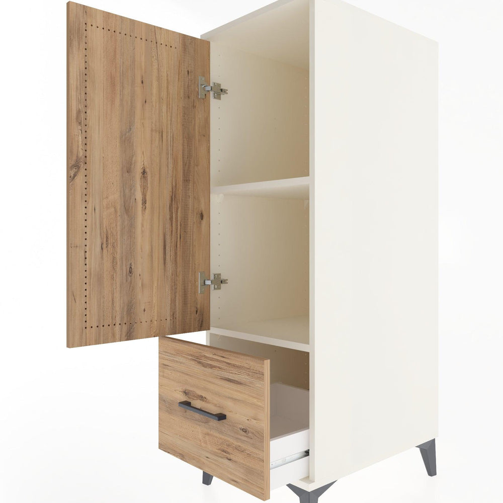 Woodntry Modüler Dolap Aytaşı 44x59x122 cm Kapaklı ve Çekmeceli KC2-1