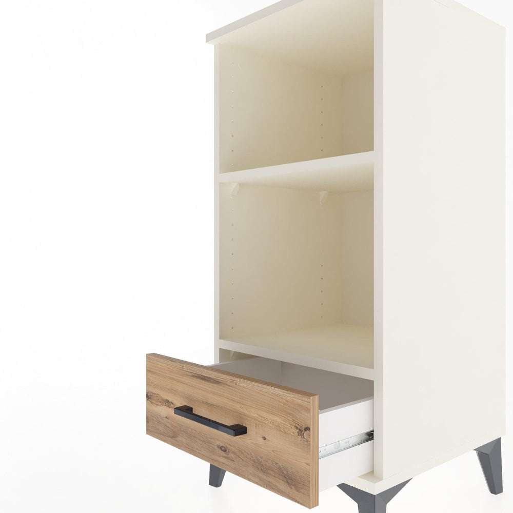 Woodntry Modular Nightstand Moonstone 44x44x84 cm with Drawer and Shelf CR24-1