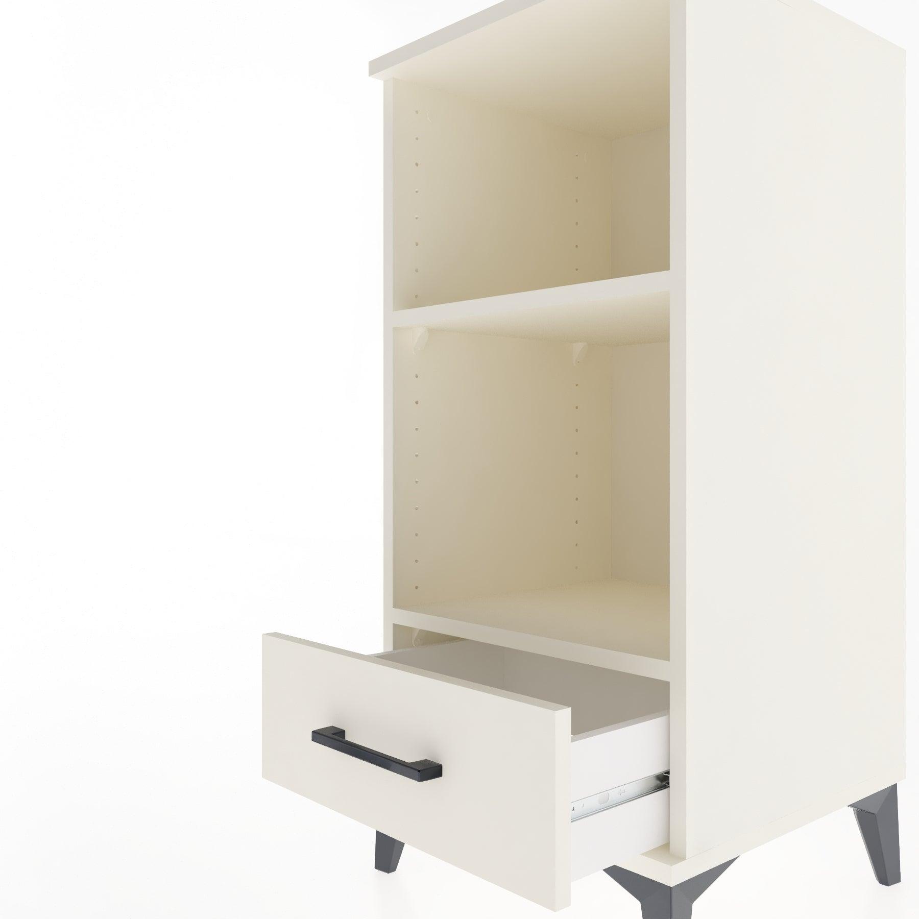Woodntry Modular Nightstand Moonstone 44x44x84 cm with Drawer and Shelf CR24-1