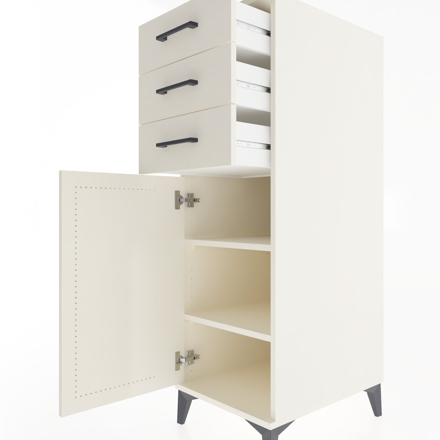 Woodntry Modüler Dolap Aytaşı 44x59x122 cm Kapaklı ve Çekmeceli KC52-1