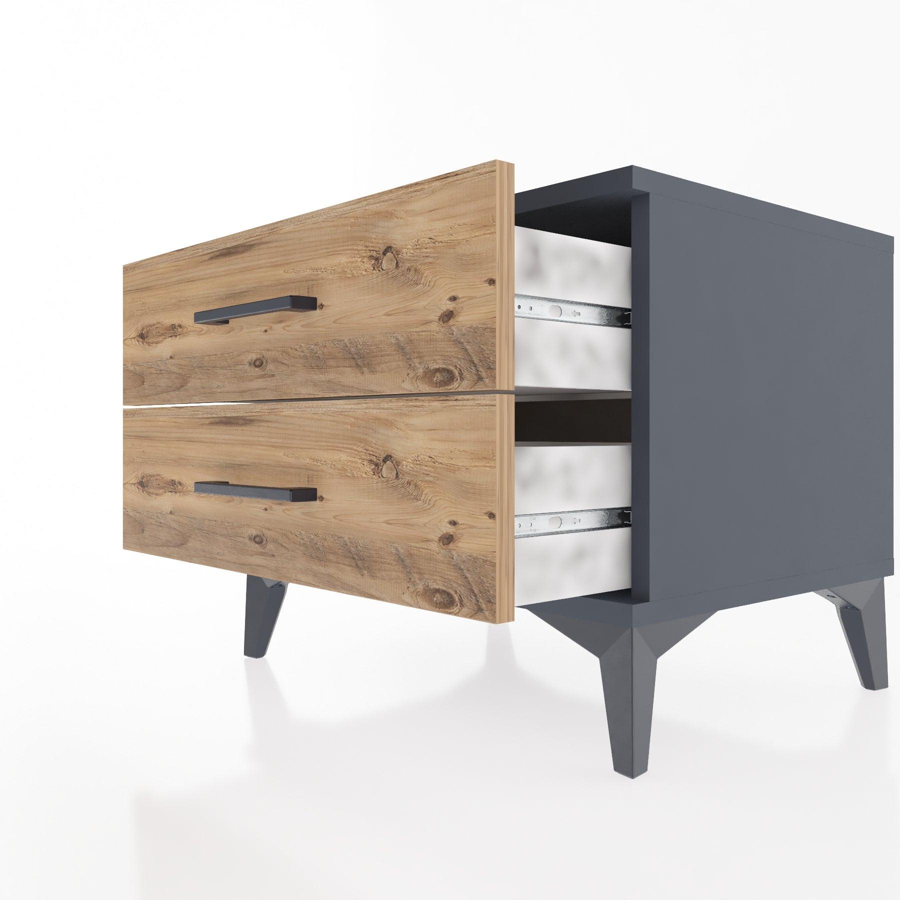 Woodntry Modular Nightstand Anthracite 60x44x68 cm Drawer C2-2