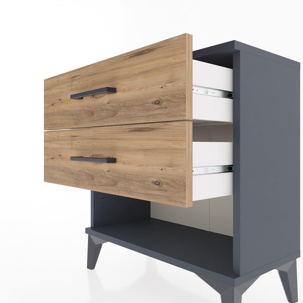 Woodntry Modular Nightstand Anthracite 60x30x52 cm with Drawers and Shelves CR2-2