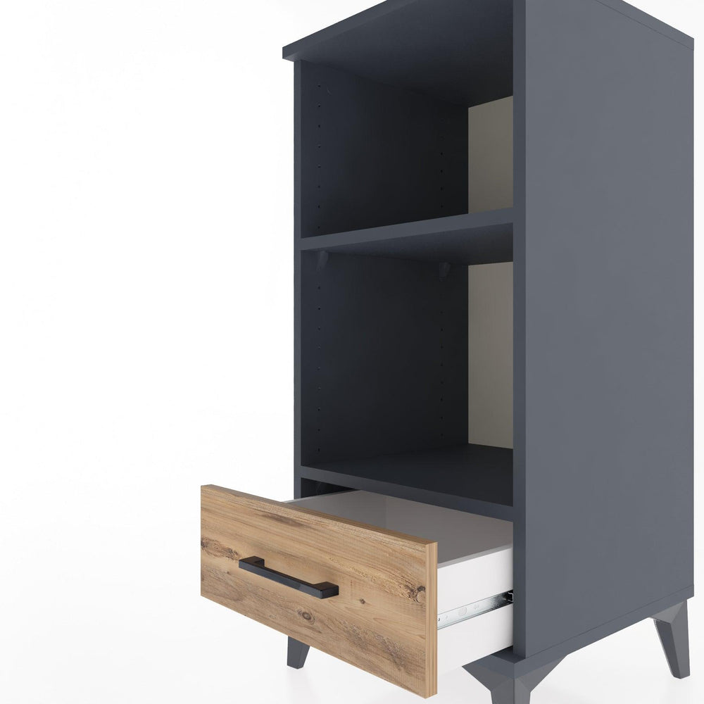 Woodntry Modular Nightstand Anthracite 44x44x84 cm with Drawers and Shelves CR24-2