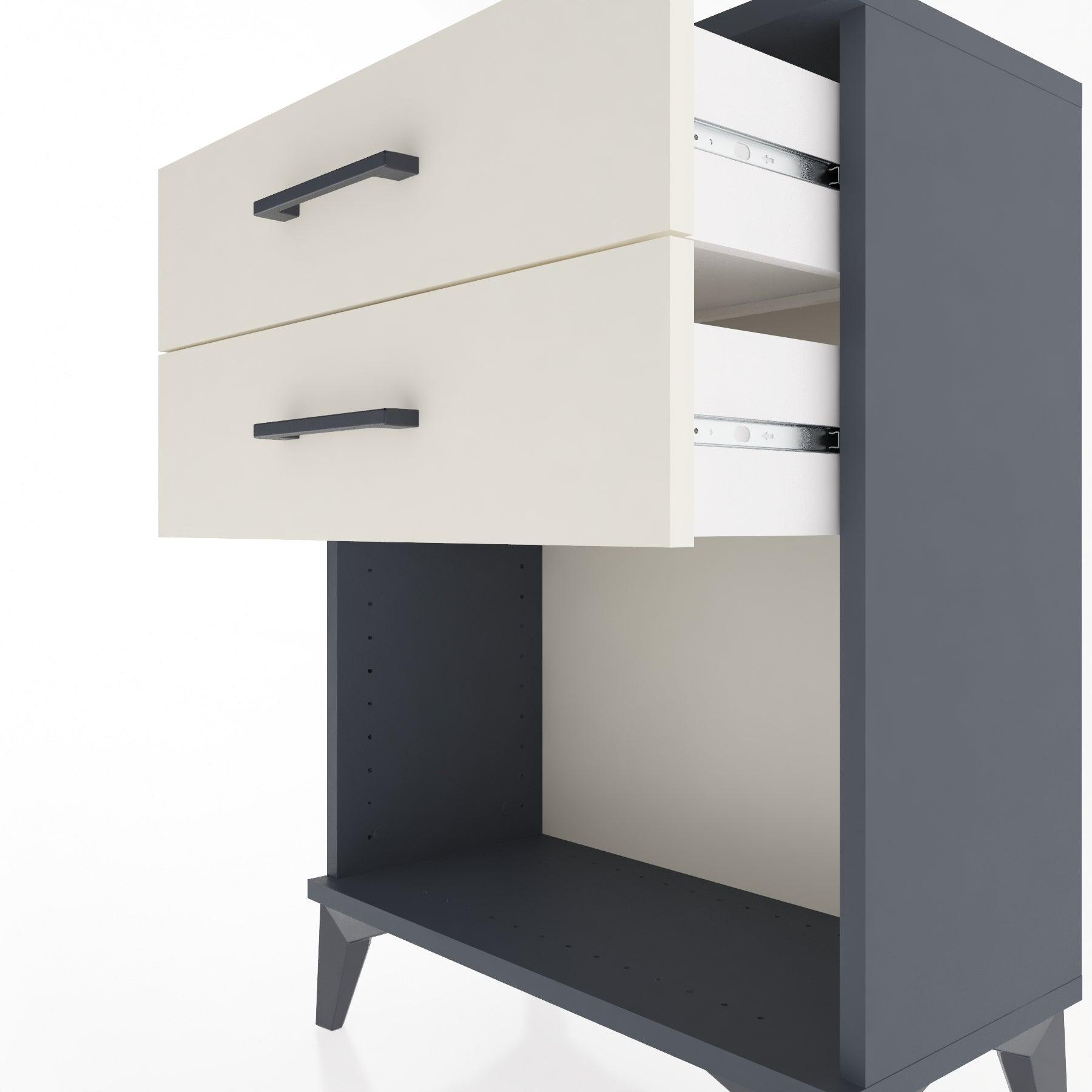 Woodntry Modular Nightstand Anthracite 60x30x68 cm with Drawers and Shelves CR2-2