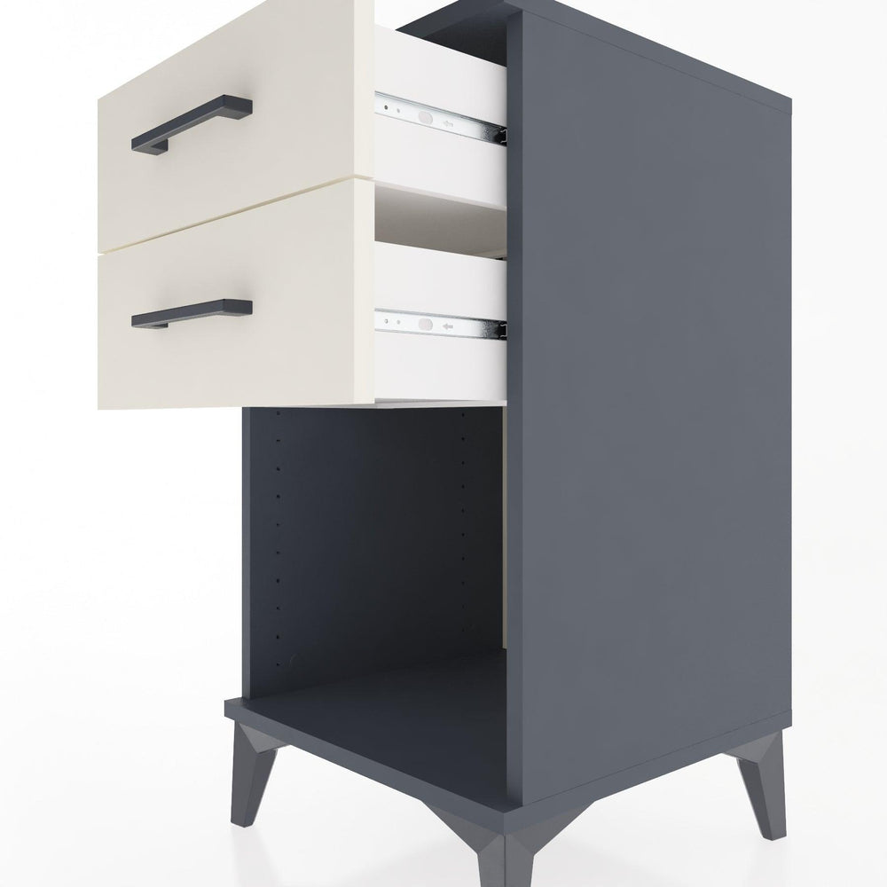 Woodntry Modular Nightstand Anthracite 44x44x68 cm with Drawers and Shelves CR2-2