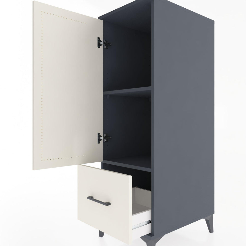 Woodntry Modüler Dolap Antrasit 44x59x122 cm Kapaklı ve Çekmeceli KC2-2