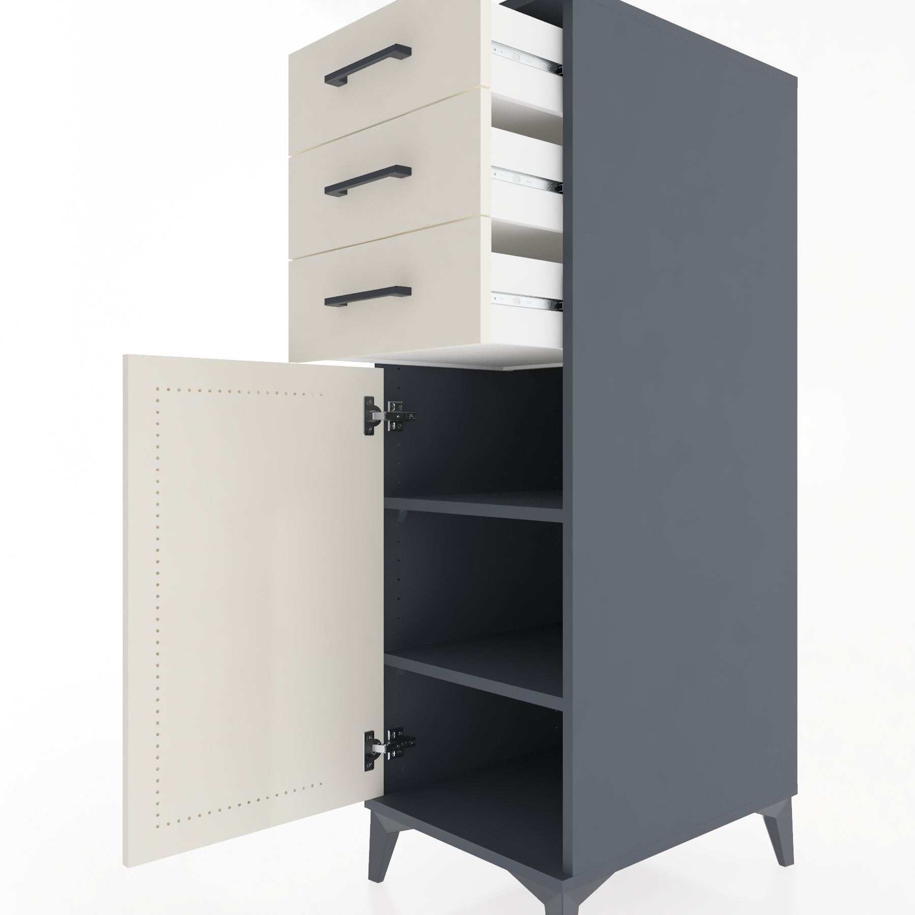 Woodntry Modular Cabinet Anthracite 44x59x122 cm with Doors and Drawers KC52-2