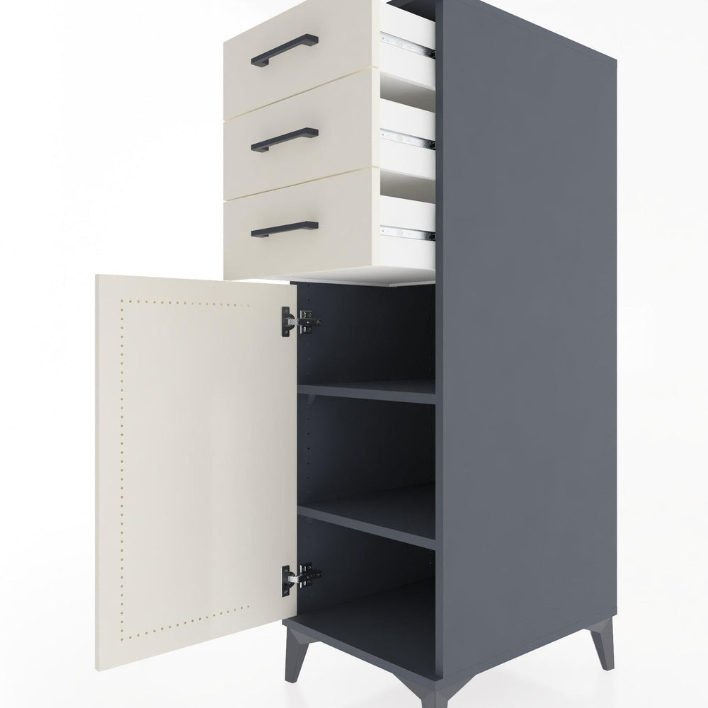 Woodntry Modular Cabinet Anthracite 44x30x122 cm with Doors and Drawers KC52-2