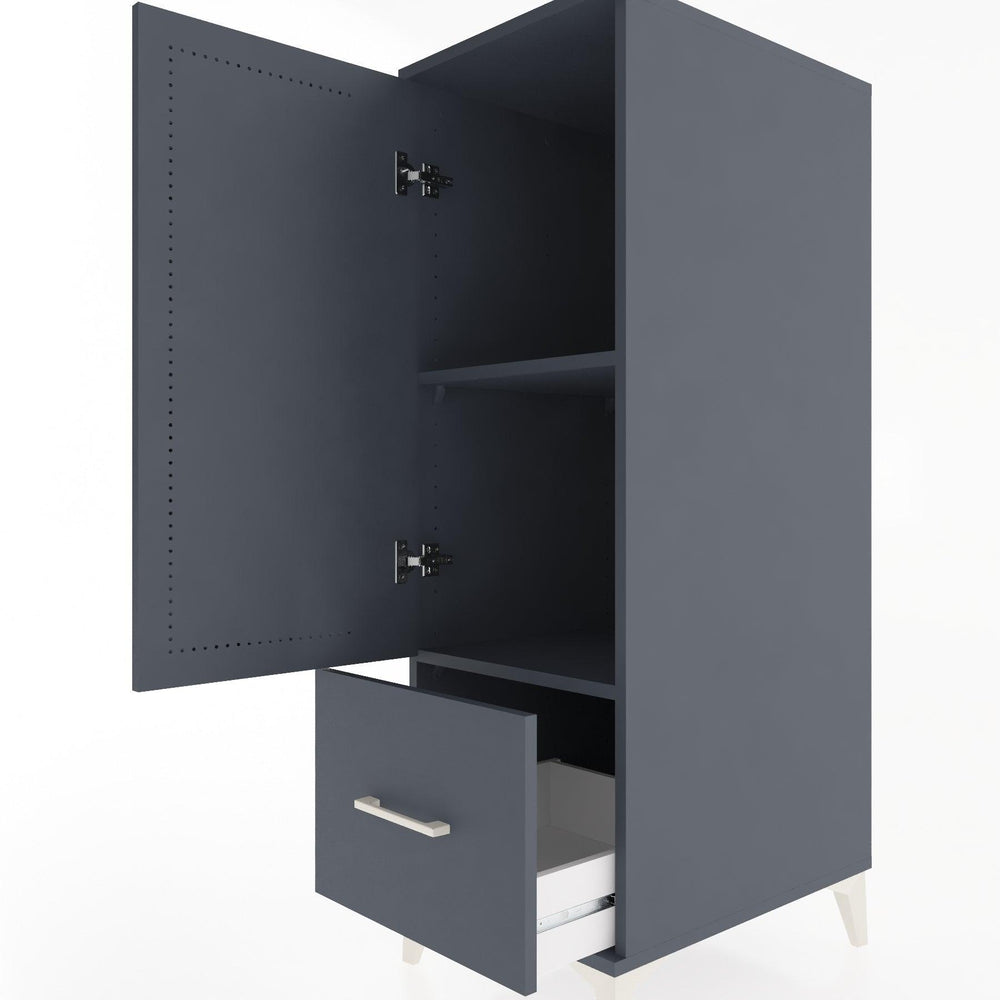 Woodntry Modüler Dolap Antrasit 44x30x122 cm Kapaklı ve Çekmeceli KC2-2