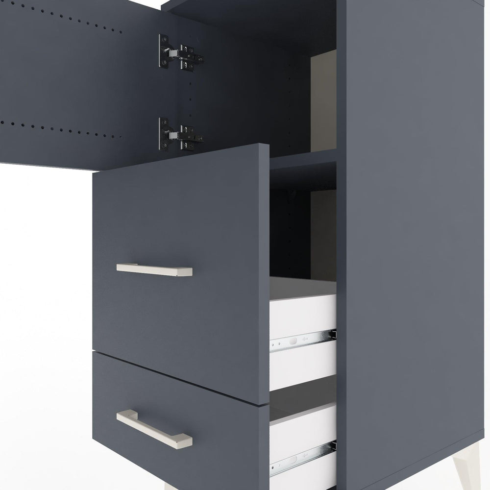 Woodntry Modüler Komodin Antrasit 44x44x84 cm Kapaklı ve Çekmeceli KC46-2