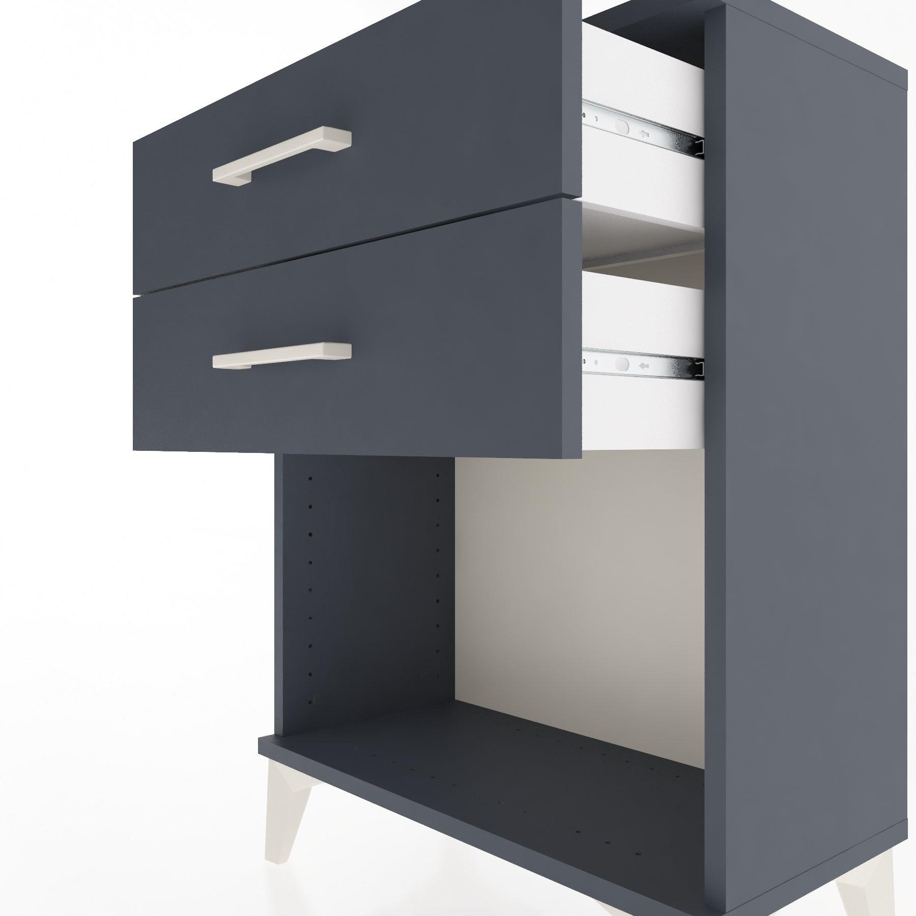 Woodntry Modular Nightstand Anthracite 60x30x68 cm with Drawers and Shelves CR2-2