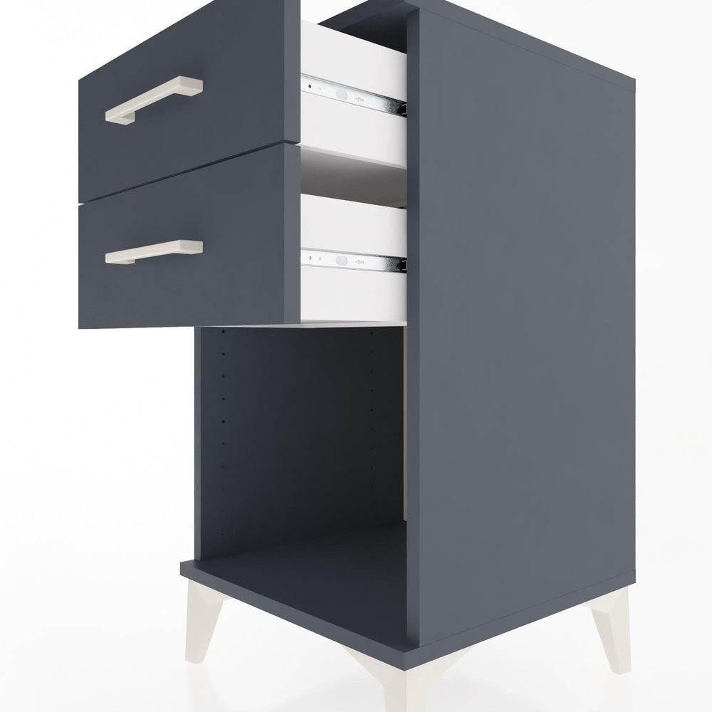 Woodntry Modular Nightstand Anthracite 44x44x68 cm with Drawers and Shelves CR2-2