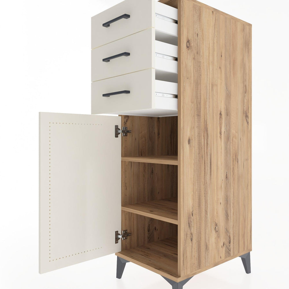 Woodntry Modular Cabinet Pine 44x30x122 cm with Doors and Drawers KC52-3