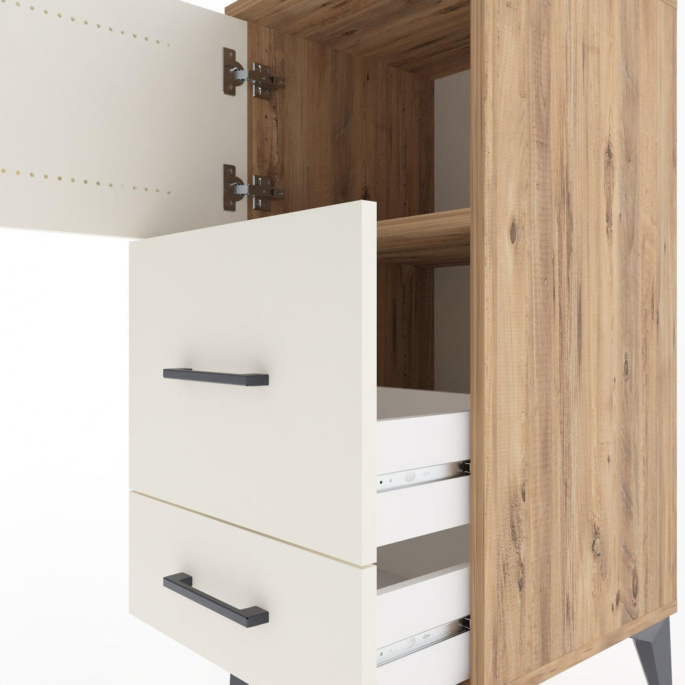 Woodntry Modular Nightstand Pine 44x44x84 cm with Cover and Drawer KC46-3