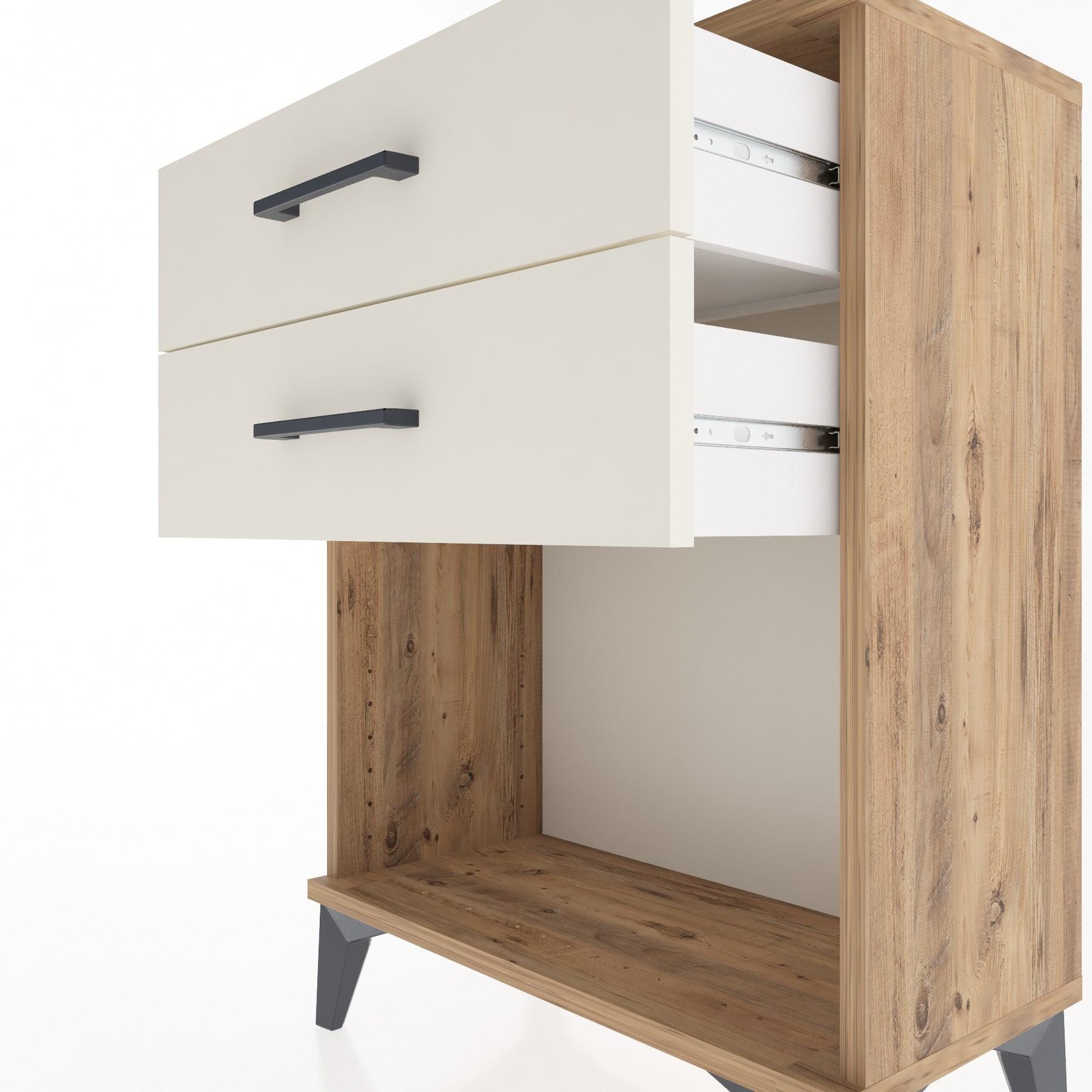 Woodntry Modular Nightstand Pine 60x30x68 cm with Drawers and Shelves CR2-3