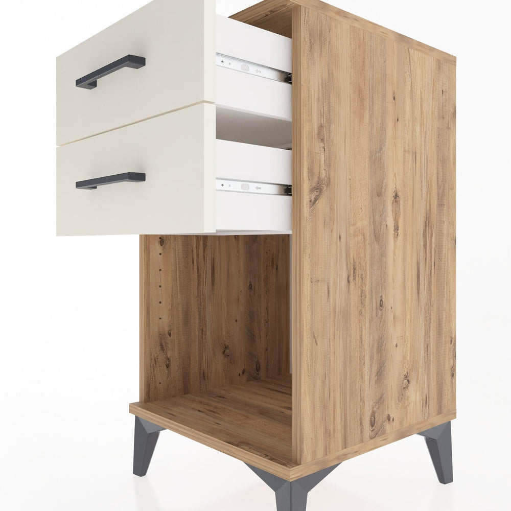 Woodntry Modular Nightstand Pine 44x44x68 cm with Drawers and Shelves CR2-3