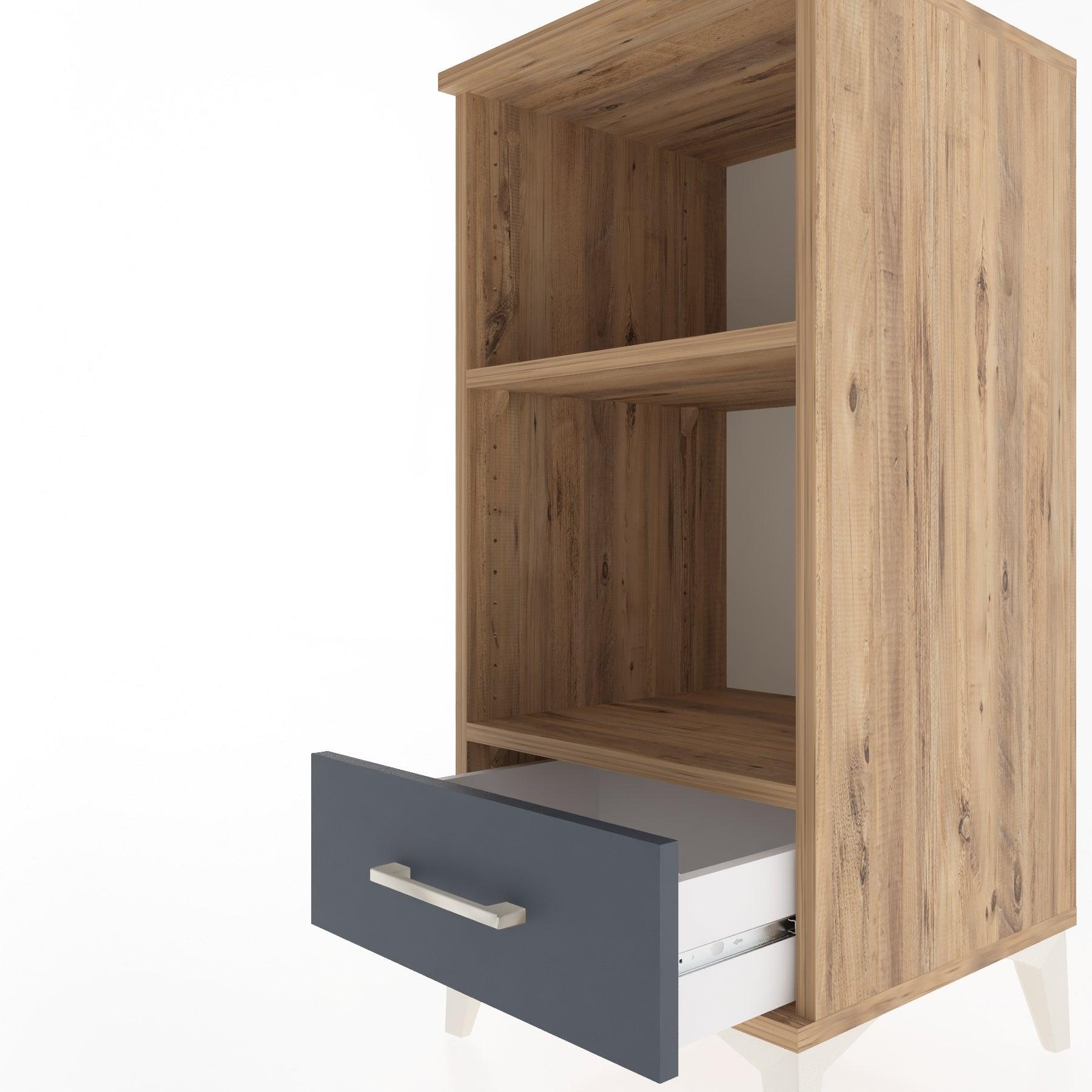 Woodntry Modular Nightstand Pine 44x44x84 cm with Drawers and Shelves CR24-3