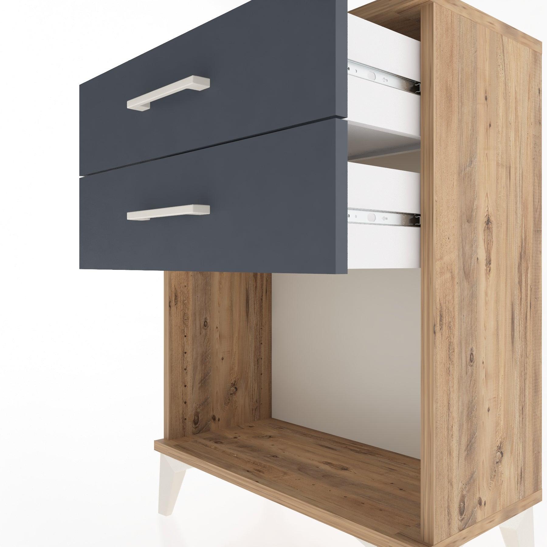 Woodntry Modular Nightstand Pine 60x30x68 cm with Drawers and Shelves CR2-3