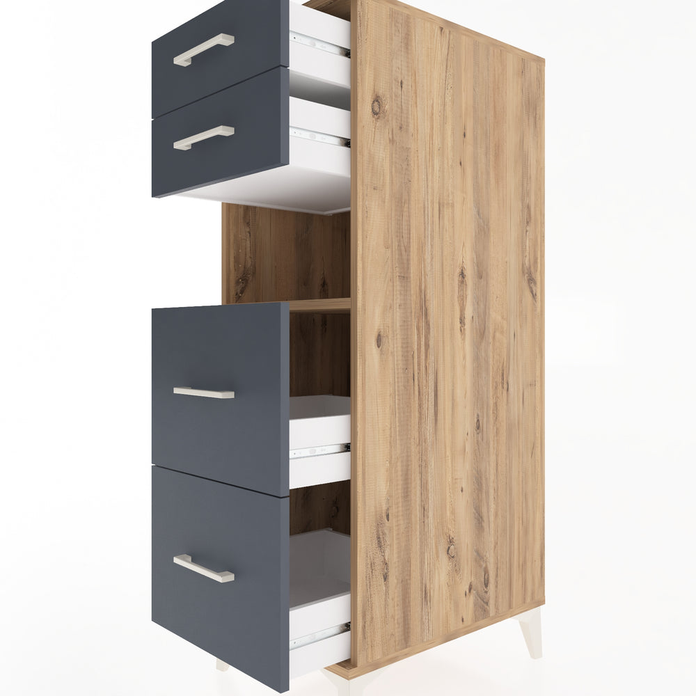 Woodntry Modular Cabinet Pine 44x59x122 cm with Drawers and Shelves CR102-3