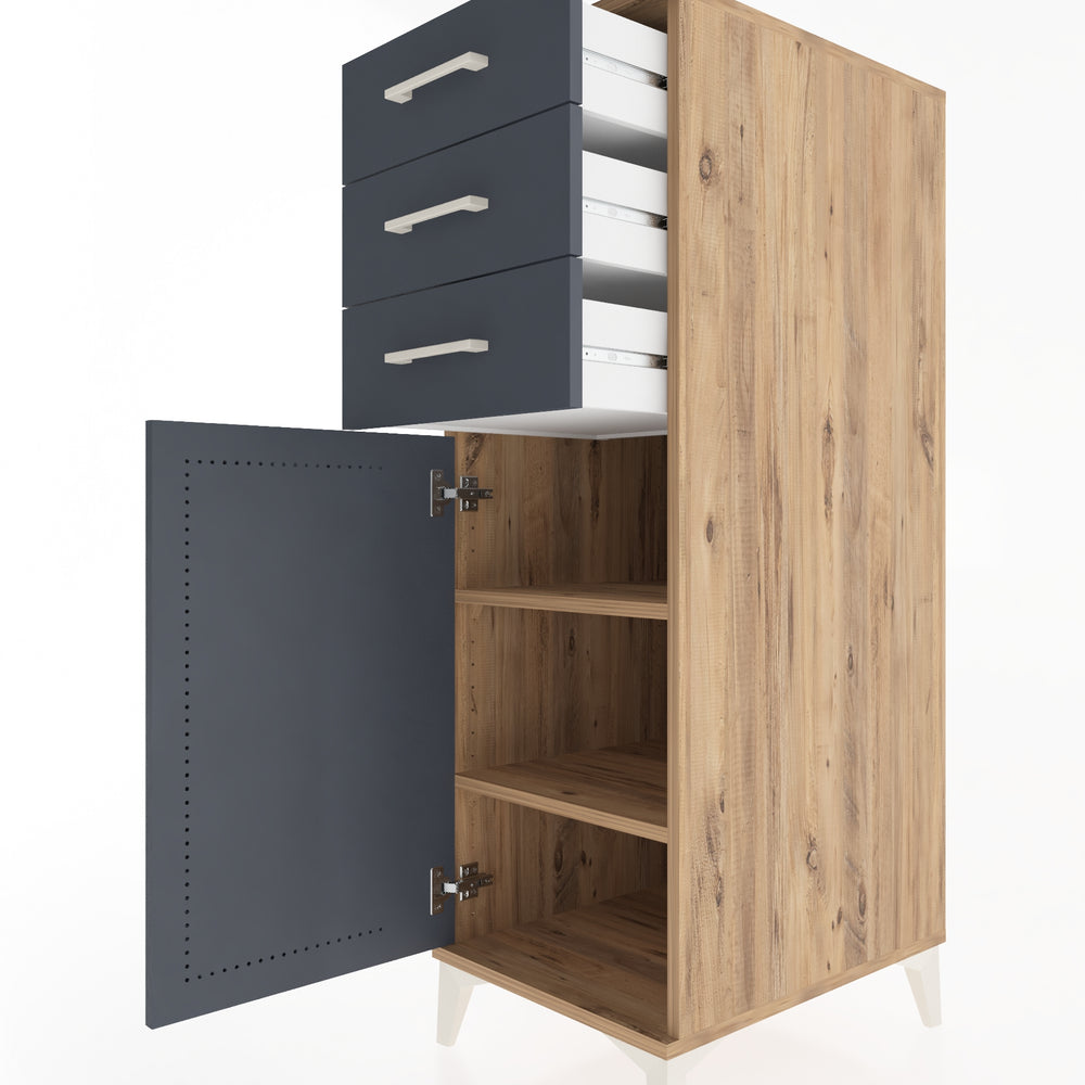 Woodntry Modular Cabinet Pine 44x59x122 cm with Doors and Drawers KC52-3