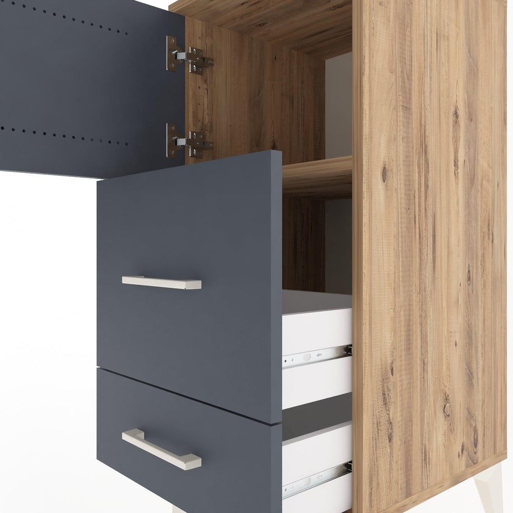 Woodntry Modular Nightstand Pine 44x44x84 cm with Cover and Drawer KC46-3