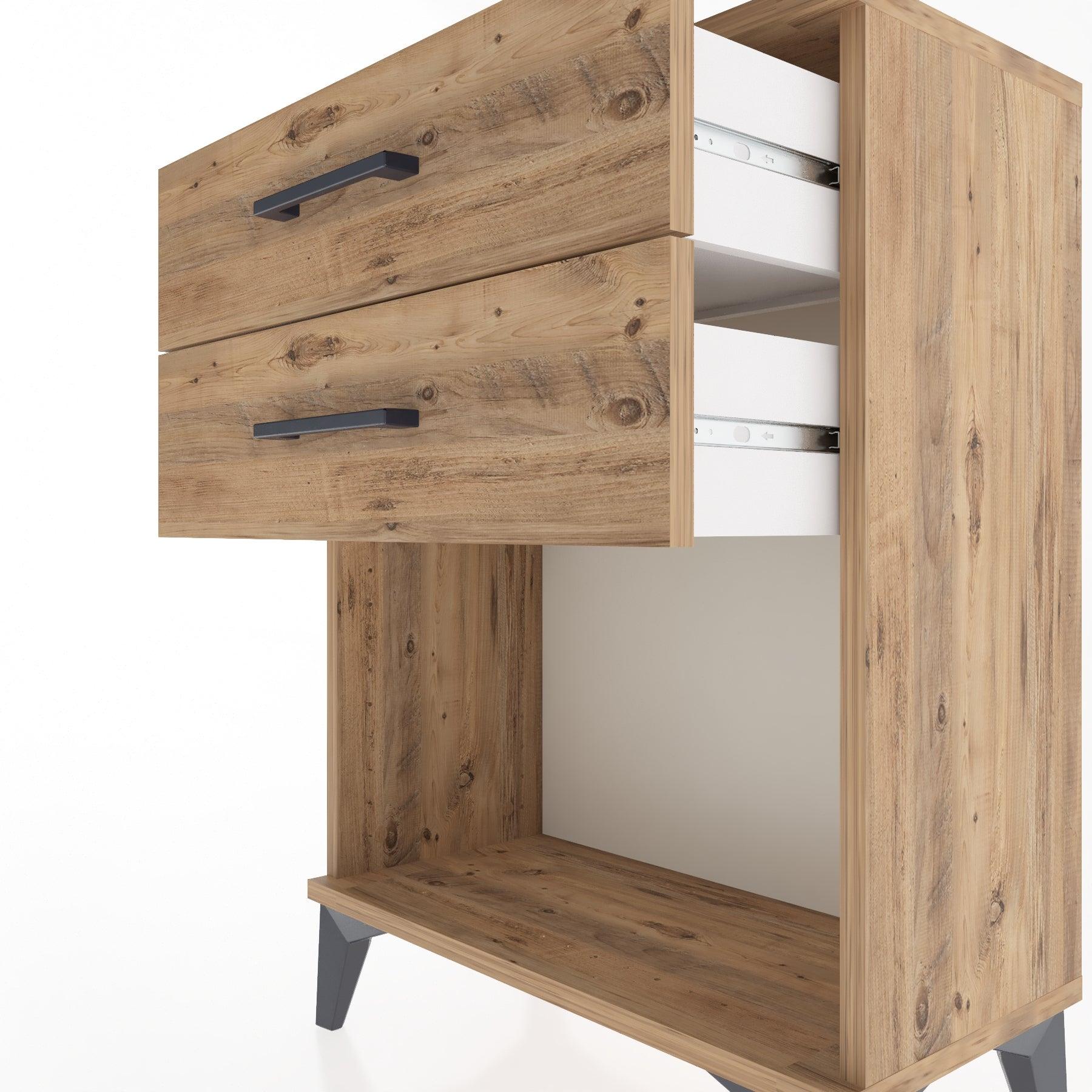Woodntry Modular Nightstand Pine 60x30x68 cm with Drawers and Shelves CR2-3